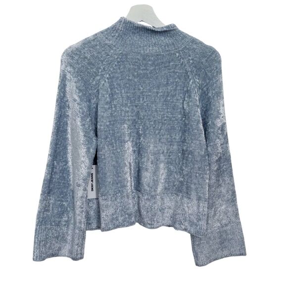 DKNY Jeans Blue Mock-neck Chenille Sweater Raglan Sleeves NWT - Picture 3 of 8